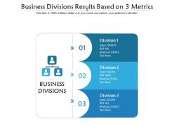 Business divisions results based on 3 metrics