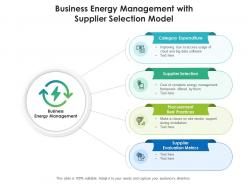 Business energy management with supplier selection model