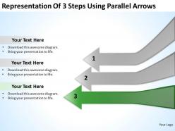 Business entity diagram representation of 3 steps using parallel arrows powerpoint slides