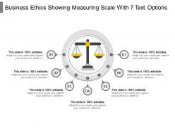 Business ethics showing measuring scale with 7 text options