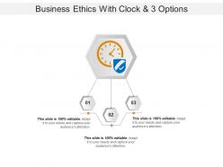 Business ethics with clock and 3 options