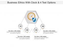 Business ethics with clock and 4 text options