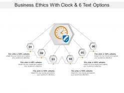 Business ethics with clock and 6 text options
