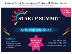 Business Event Announcement Poster With Contact Details