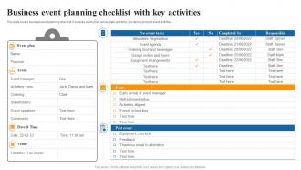 Business Event Planning Checklist With Key Activities