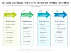 Business excellence framework procedure to drive innovation