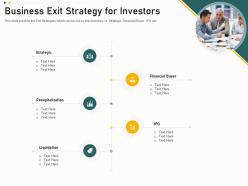 Business exit strategy for investors funding from corporate financing