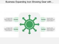 Business expanding icon showing gear with multidirectional arrows