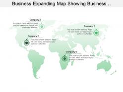 Business expanding map showing business locations