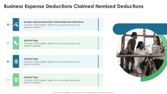 Business Expense Deductions Claimed Itemized Deductions In Powerpoint And Google Slides Cpb