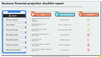 Business Financial Projection Checklist Report