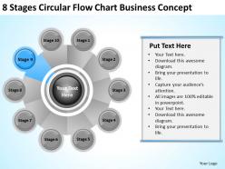 Business flow chart 8 stages circular concept powerpoint slides