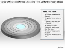 Business flow charts circles emanating from center 6 stages powerpoint templates