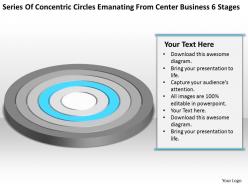 Business flow charts circles emanating from center 6 stages powerpoint templates
