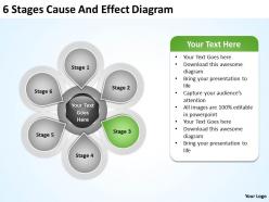 Business flow charts examples 6 stages cause and effect diagram powerpoint slides