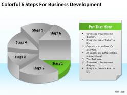 Business flow charts examples colorful 6 steps for development powerpoint slides