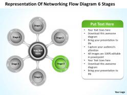 Business flow diagram example of networking 6 stages powerpoint templates