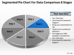Business flow diagram example pie chart for data comparison 8 stages powerpoint templates