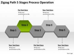 Business flow diagram example zigzag path 5 stages process operation powerpoint slides 0522