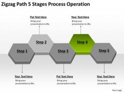 Business flow diagram example zigzag path 5 stages process operation powerpoint slides 0522