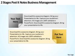 Business flow diagrams 2 stages post it notes management powerpoint templates