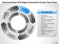 Business flowchart demonstration of 8 stages concentric circular powerpoint slides