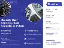 Business flyer consists of case competition details