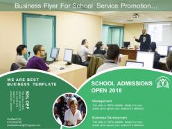 Business flyer for school service promotion includes contact and service details