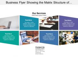 Business flyer showing the matrix structure of services of company