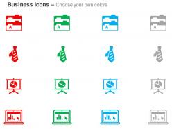 Business folders tie pie chart laptop ppt icons graphics