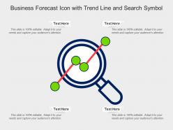 Business forecast icon with trend line and search symbol