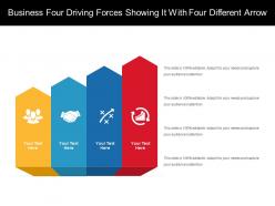 Business four driving forces showing it with four different arrow