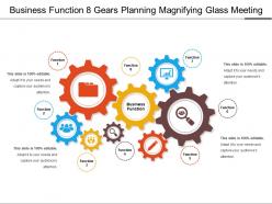 Business Function 8 Gears Planning Magnifying Glass Meeting