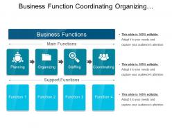 Business function coordinating organizing planning staffing icons