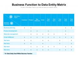 Business function to data entity matrix