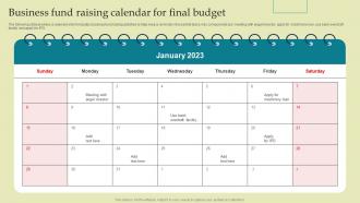 Business Fund Raising Calendar For Final Budget