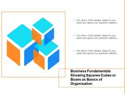 Business Fundamentals Showing Squares Cubes Or Boxes As Basics Of Organisation