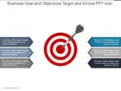 Business goal and objectives target and arrows ppt icon