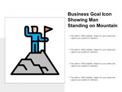 Business goal icon showing man standing on mountain