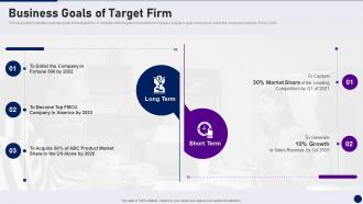 Business Goals Of Target Firm Due Diligence In Merger And Acquisition