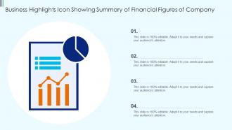 Business Highlights Icon Showing Summary Of Financial Figures Of Company