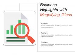 Business highlights with magnifying glass