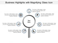 Business highlights with magnifying glass icon