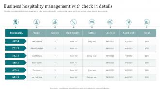 Business Hospitality Management With Check In Details