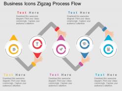 Business Icons Zigzag Process Flow Flat Powerpoint Design