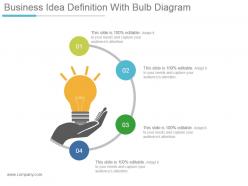Business idea definition with bulb diagram powerpoint slide background