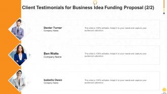 Business idea funding proposal client testimonials for business idea