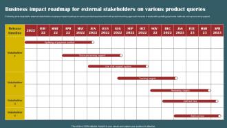 Business Impact Roadmap For External Stakeholders On Various Product Queries