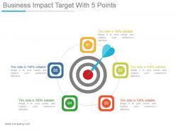 Business impact target with 5 points powerpoint slide background