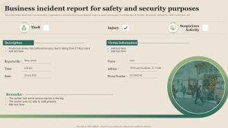 Business Incident Report For Safety And Security Purposes